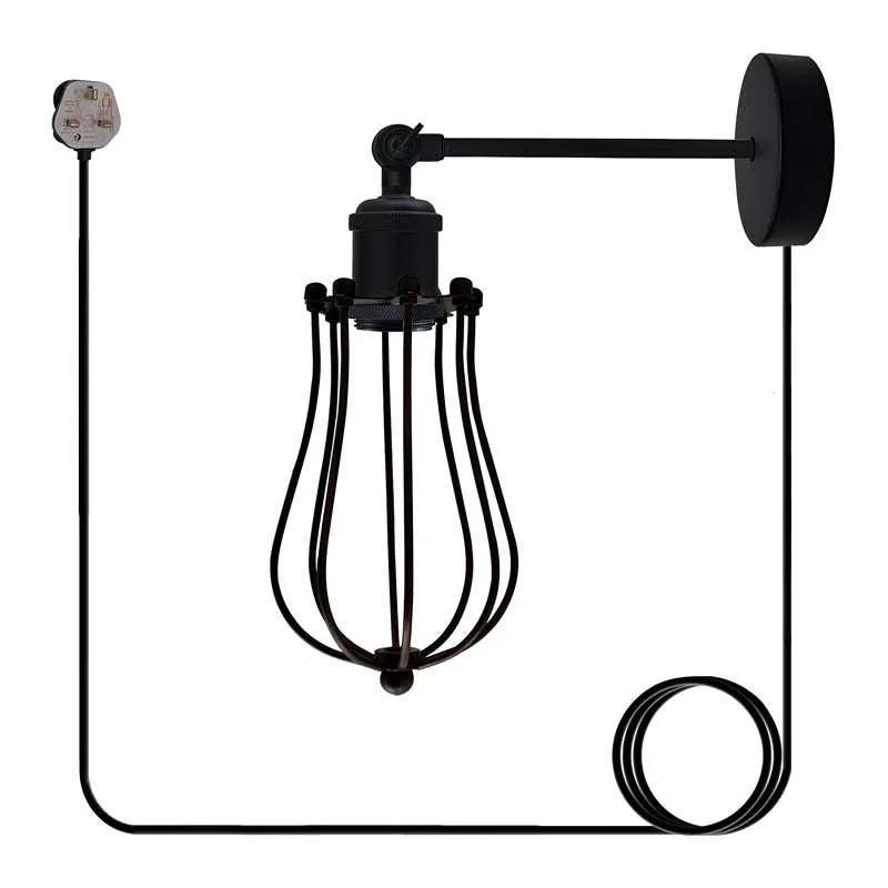 Thumbnail: Wire Cage Industrial Wall Sconce Plug in Wall Light Vintage Style~5059