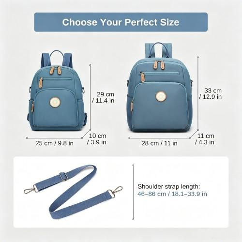 Thumbnail: BPM2617 - Miss Lulu Women's Backpack, Water-Resistant Nylon Convertible Shoulder
