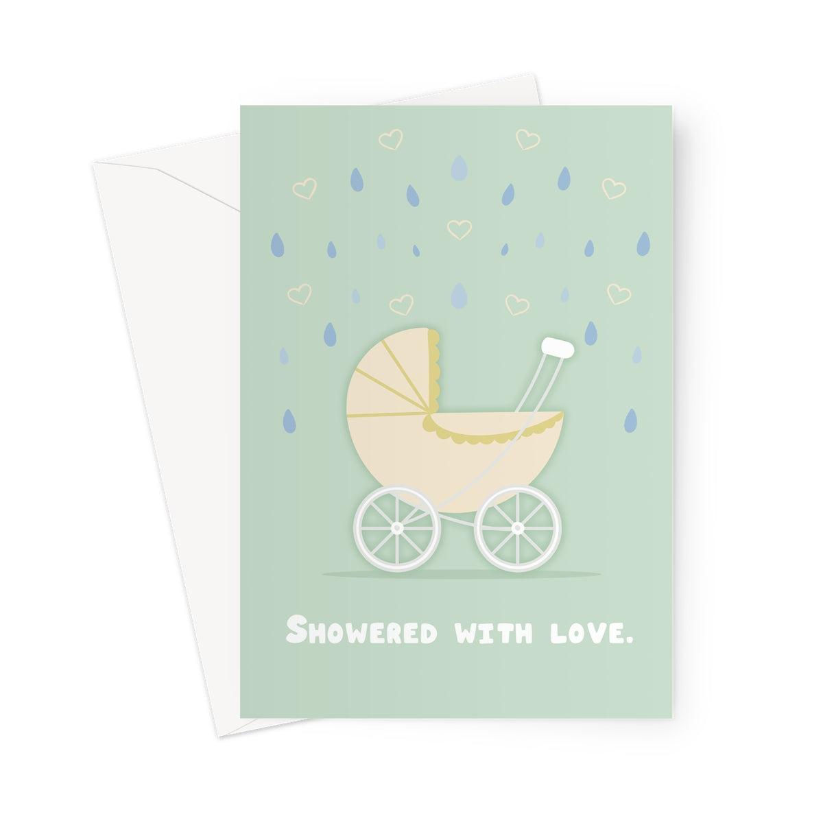 Showered With Love Baby Shower Card | New Baby Congratulations Card | Neutral