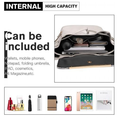Thumbnail: Miss Lulu Stylish Faux Leather Backpack - Light Grey | Secure PU Leather Travel