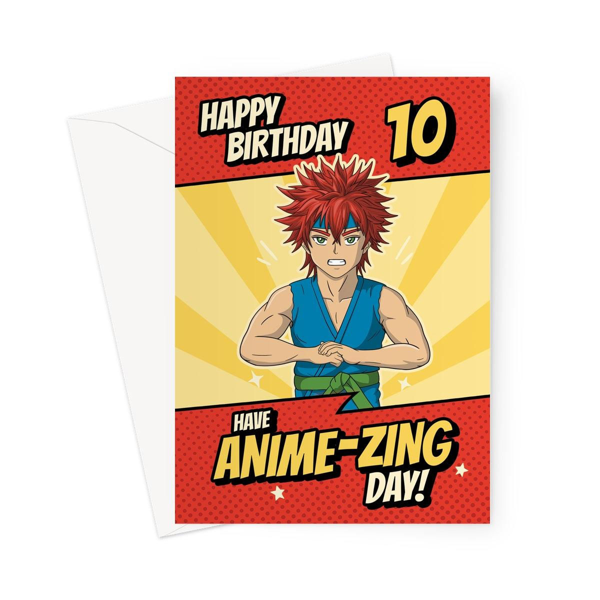Anime 10th Birthday Card – Funny Anime-zing Birthday Card – Manga Style Birthday