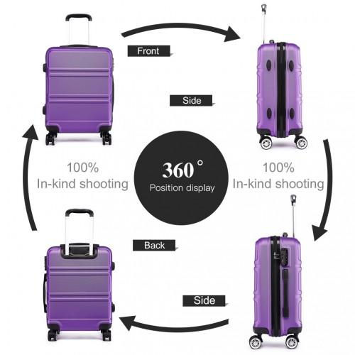 Thumbnail: K1871-1L - Kono ABS 20 Inch Sculpted Horizontal Design Cabin Luggage - Purple