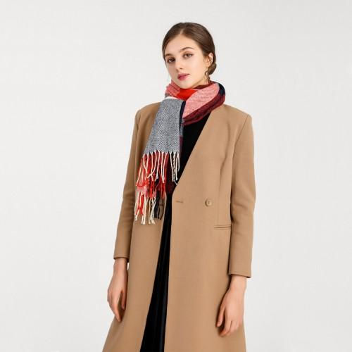 Thumbnail: S6430 - Women Fashion Long Shawl Grid Tassel Winter Warm Lattice Large Scarf