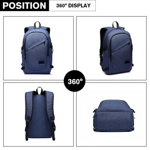 Thumbnail: E6715 - Kono Business Laptop Backpack with USB Charging Port - Navy Blue