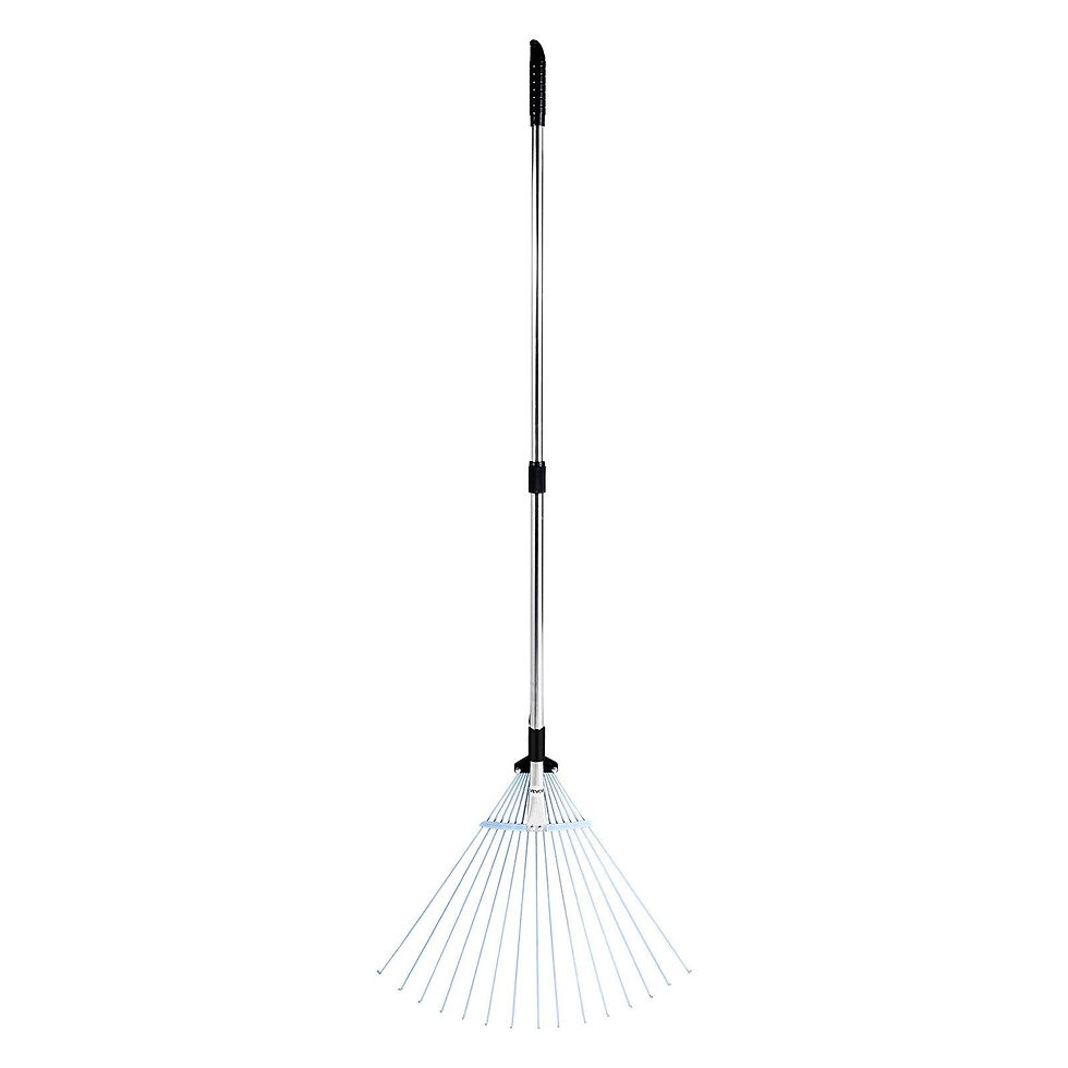 Thumbnail: VEVOR Leaf Rake, 15 Metal Tines, Adjustable Garden Rake for Lawns with 7.5-22.4