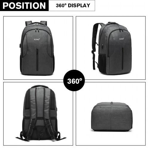 Thumbnail: E6904 - Kono Large Backpack with USB Charging Interface - Grey