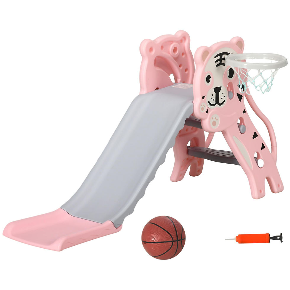 Thumbnail: AIYAPLAY 3 in 1 Baby Slide for Indoor Use with Climber, Basketball Hoop