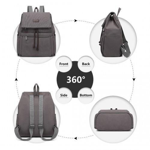 Thumbnail: EB2233 - Kono Canvas Clamshell Drawstring School Backpack - Grey