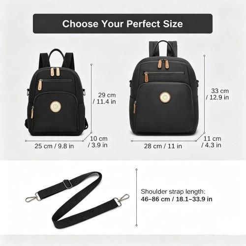 Thumbnail: BPM2617 - Miss Lulu Women's Backpack, Water-Resistant Nylon Convertible Shoulder