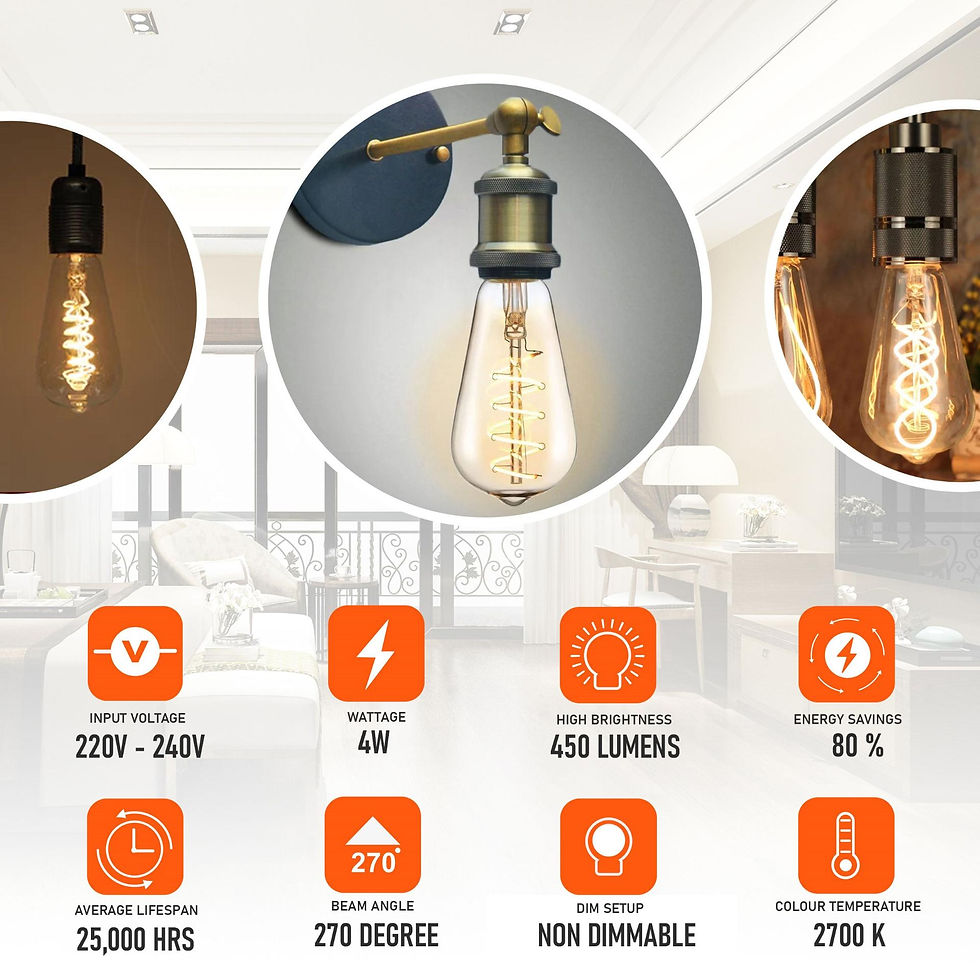 Thumbnail: LED Light  ST64 Bulb 4W E27 Screw Warm White Spiral Filament Bulbs~1058