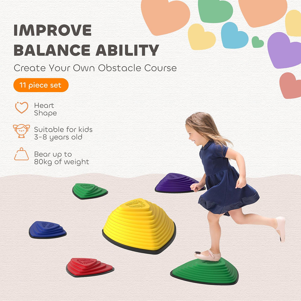 Thumbnail: AIYAPLAY 6-Piece Stepping Stones for Kids, Stackable Sensory Toys Outdoor