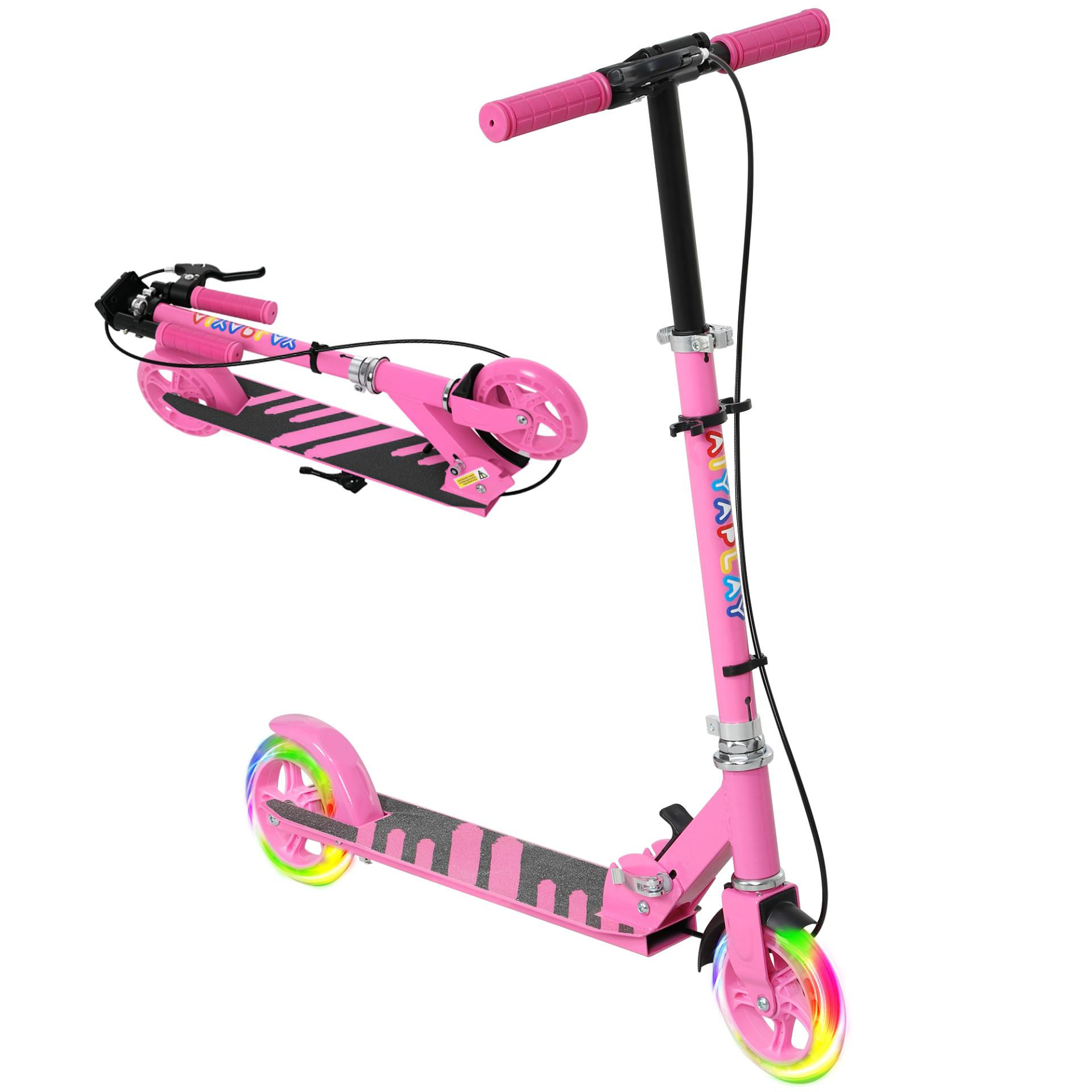 AIYAPLAY Scooter for Kids Aged 3-8 Years, with Adjustable Handle, Two Light Up