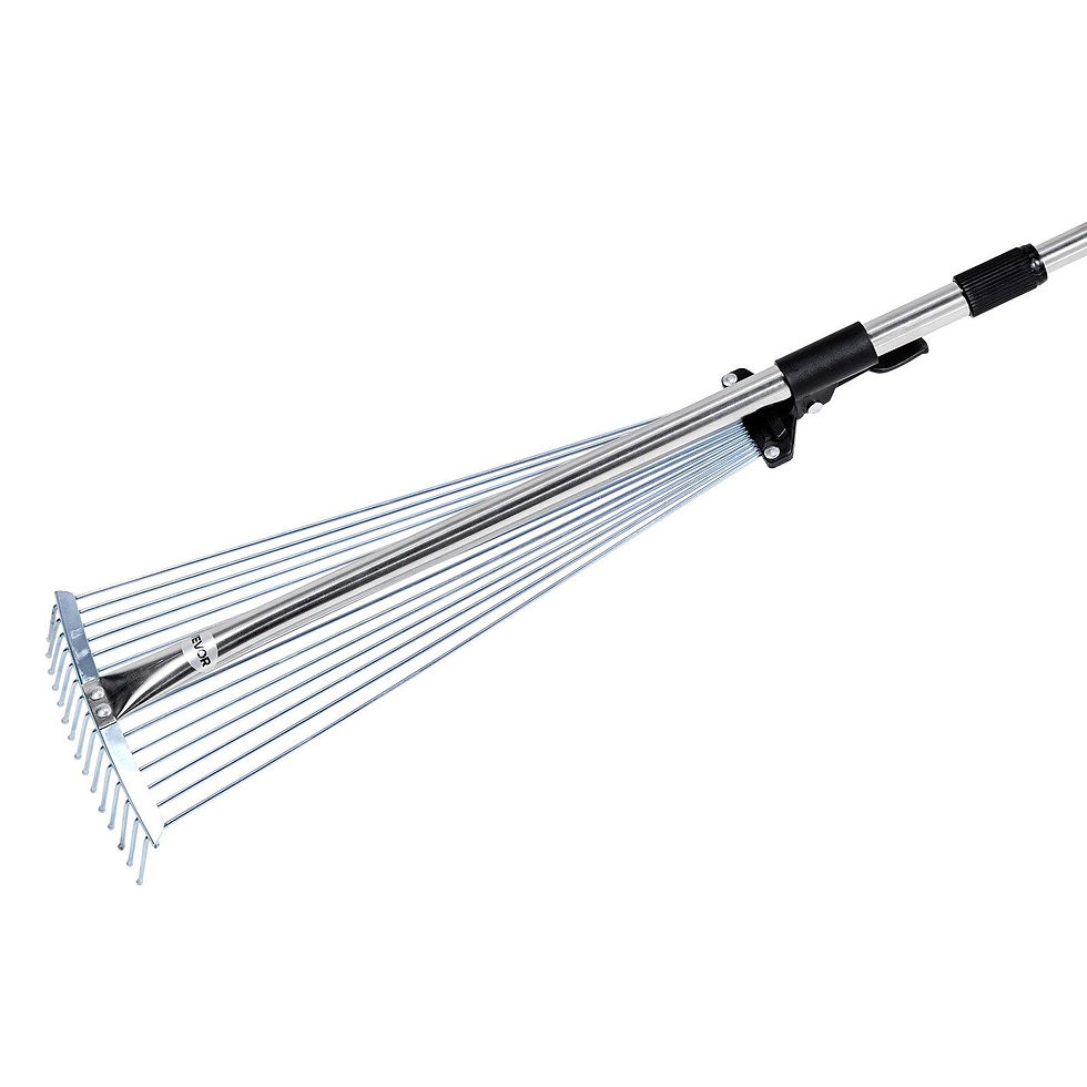 Thumbnail: VEVOR Leaf Rake, 15 Metal Tines, Adjustable Garden Rake for Lawns with 7.5-22.4