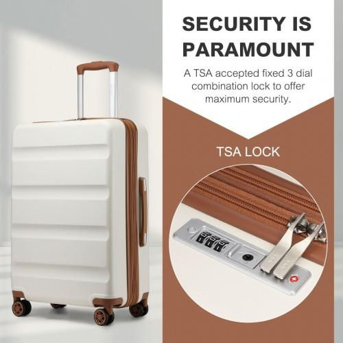 Thumbnail: Kono 28-Inch Expandable Hard Shell Check-In Suitcase with TSA Lock - Cream