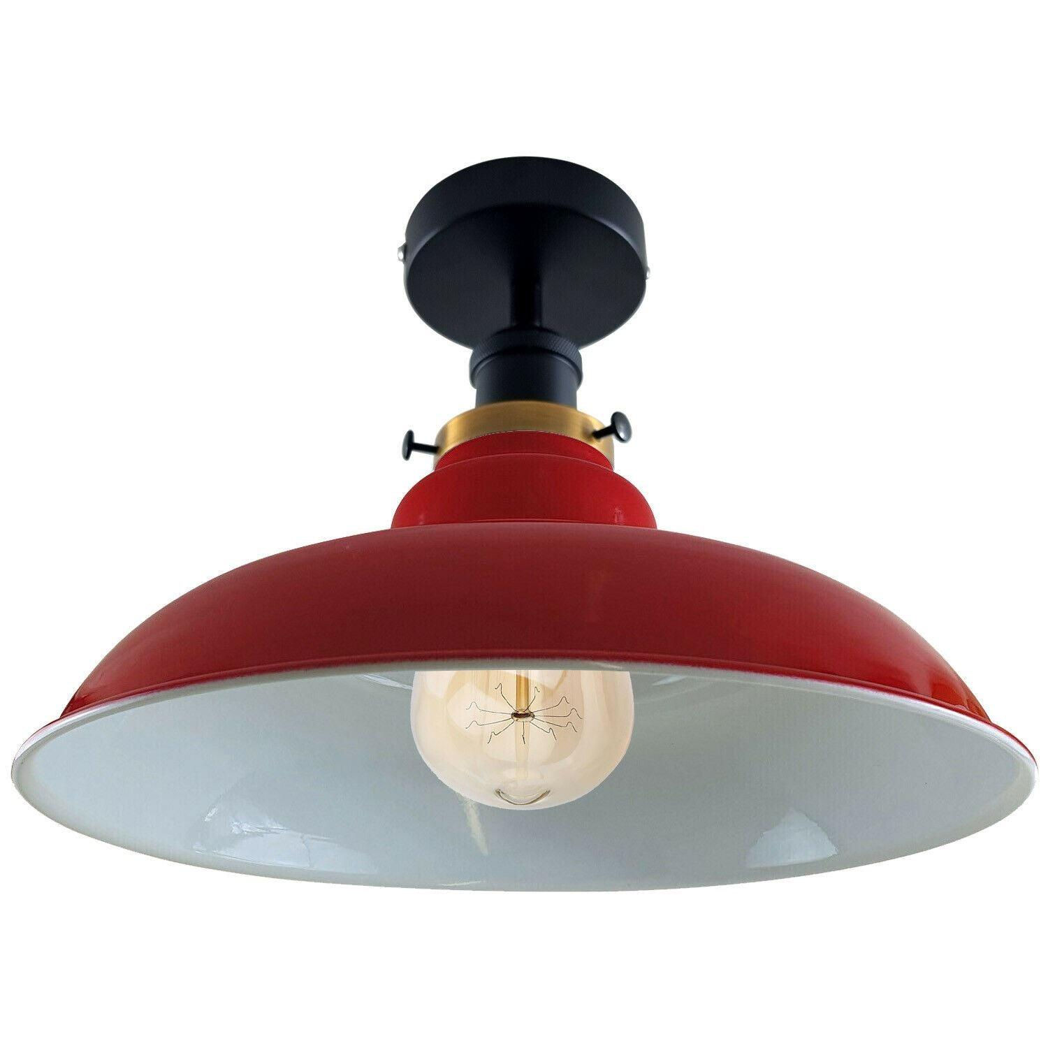 Modern Vintage Industrial Flush Mount Ceiling Light Metal Shape Shade Indoor