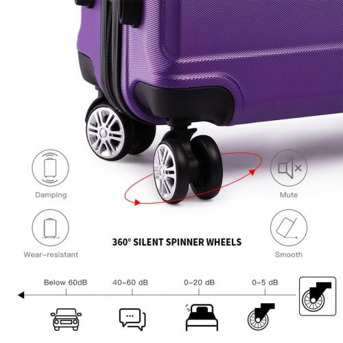 Thumbnail: K1871-1L - Kono ABS 24 Inch Sculpted Horizontal Design Suitcase - Purple