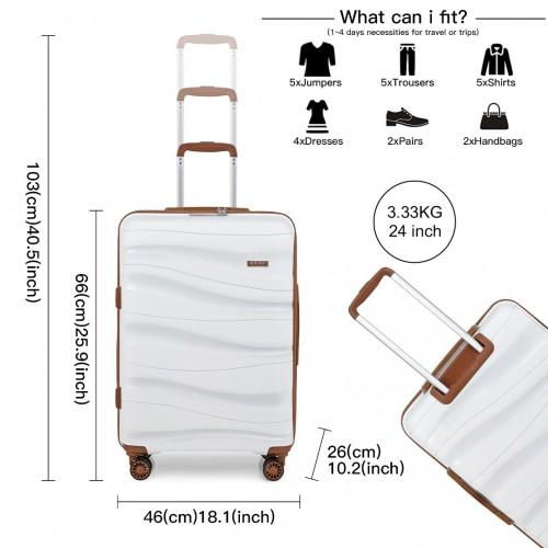 Thumbnail: Kono 24 Inch Lightweight Polypropylene Hard Shell Suitcase with TSA Lock - Cream