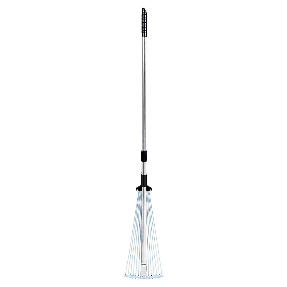 Thumbnail: VEVOR Leaf Rake, 15 Metal Tines, Adjustable Garden Rake for Lawns with 7.5-22.4