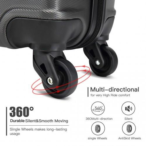 Thumbnail: K1991-1L - Kono 24 Inch Horizontal Design ABS Hard Shell Suitcase With TSA Lock
