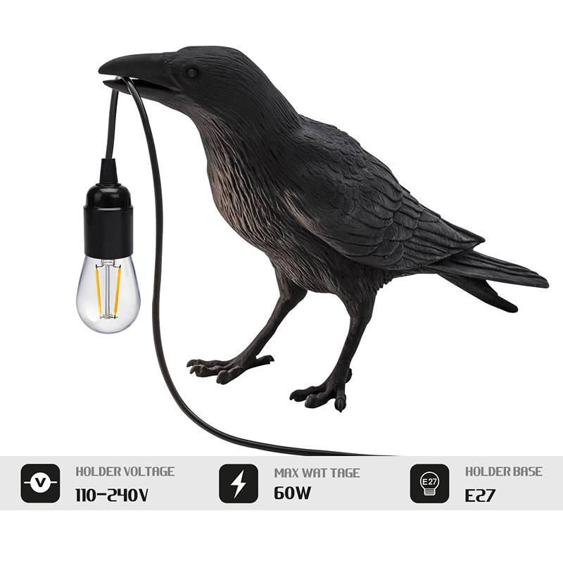 Thumbnail: Black Raven Shape Resin Bird Table Lamps / Desk lamp FREE Bulb~4780