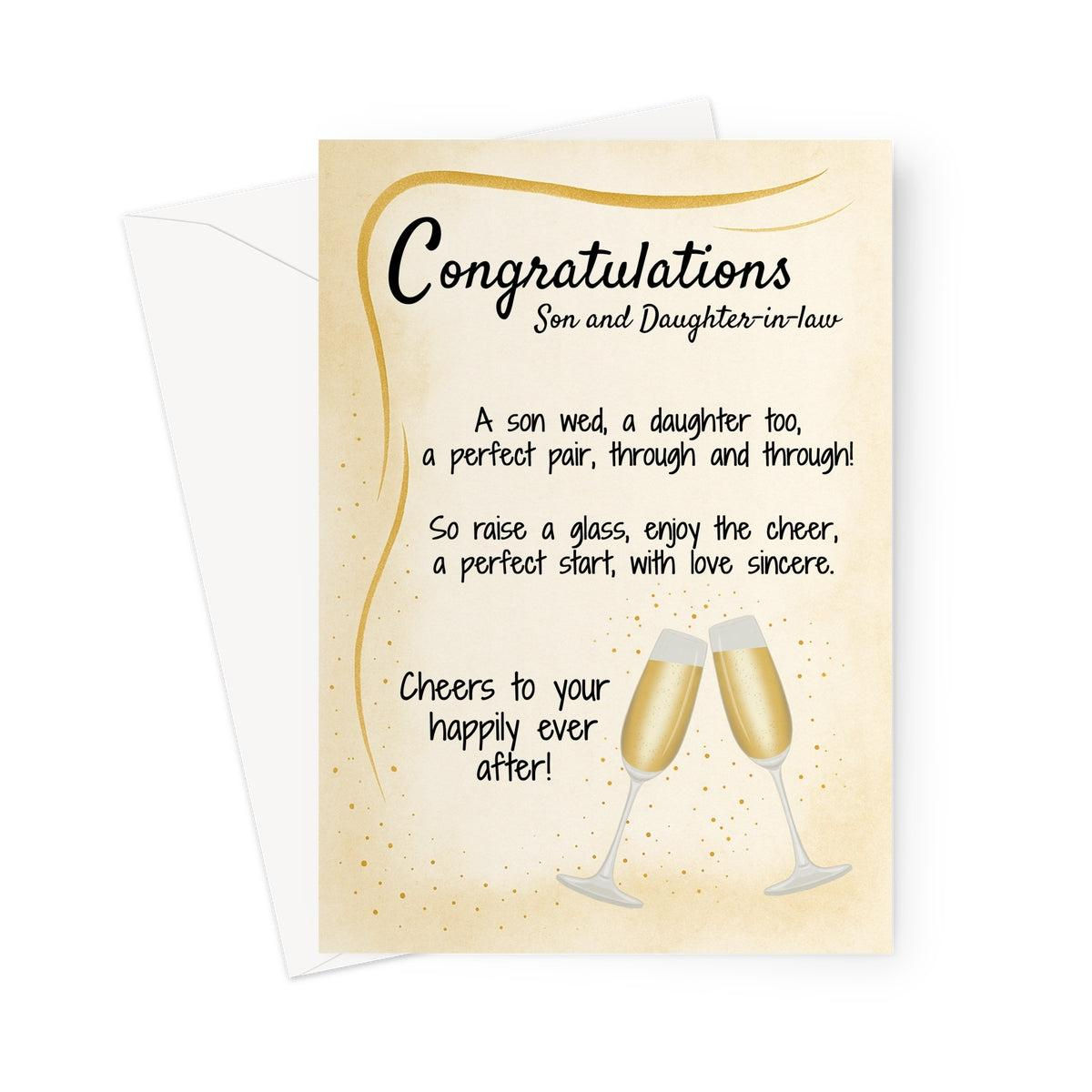 Wedding Congratulations Card – Son and Daughter-in-Law Poem Design