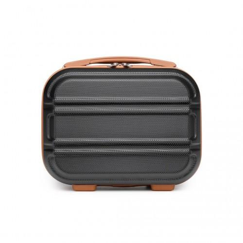 Thumbnail: K1871-1L - Kono 12 Inch Lightweight Hard Shell ABS Vanity Case - Black And Brown