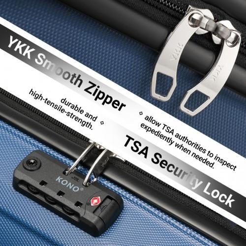 Thumbnail: K1871-1L - Kono ABS 16 Inch Sculpted Horizontal Design Cabin Luggage - Navy