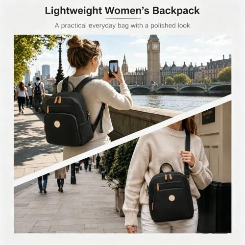 Thumbnail: BPM2617 - Miss Lulu Women's Backpack, Water-Resistant Nylon Convertible Shoulder