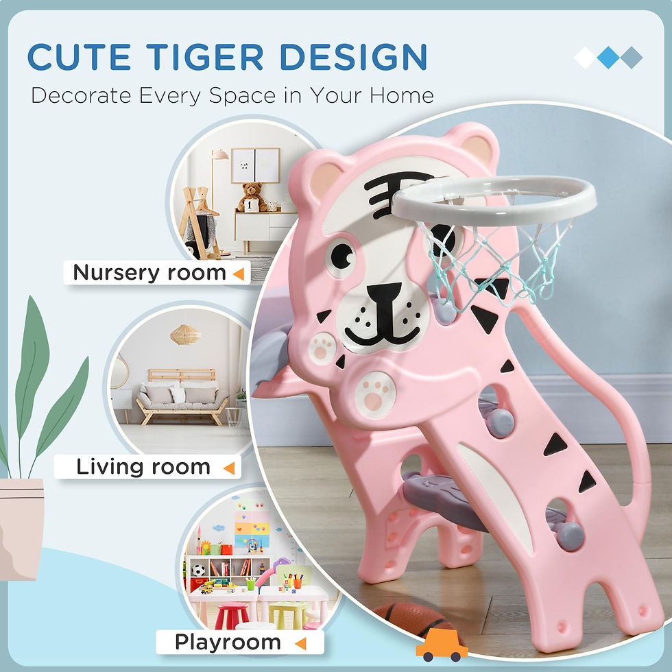 Thumbnail: AIYAPLAY 3 in 1 Baby Slide for Indoor Use with Climber, Basketball Hoop