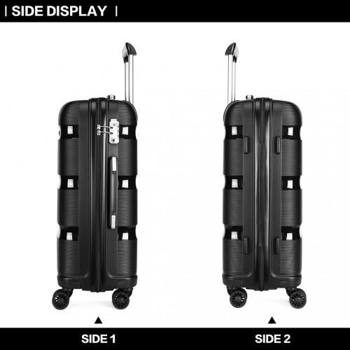 Thumbnail: K2092L - Kono 24 Inch Bright Hard Shell PP Suitcase - Classic Collection - Black