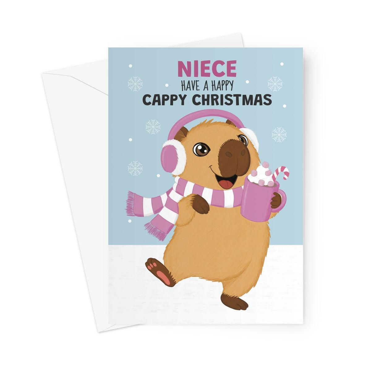 Niece Christmas Card – Cute Capybara Cappy Christmas Card