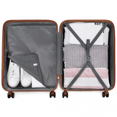 Thumbnail: K1871-1L - Kono ABS 20 Inch Sculpted Horizontal Design Cabin Luggage - Black And