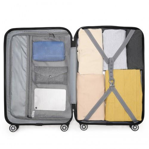 Thumbnail: K1773-1L - Kono 24 Inch Striped ABS Hard Shell Luggage with 360-Degree Spinner