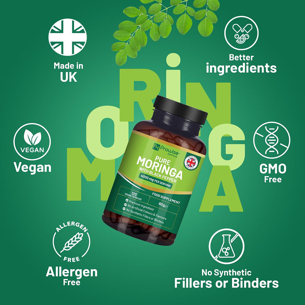 Thumbnail: Pure Moringa Leaf 4000mg per Serving added with Black Pepper 120 Vegan Capsules