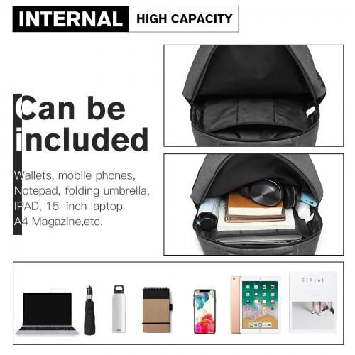 Thumbnail: E6904 - Kono Large Backpack with USB Charging Interface - Grey