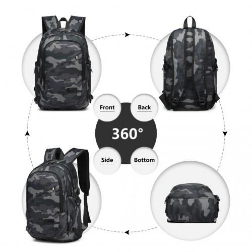 Thumbnail: E6715 - Kono Business Laptop Backpack with USB Charging Port - Camo