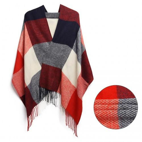 Thumbnail: S6430 - Women Fashion Long Shawl Grid Tassel Winter Warm Lattice Large Scarf
