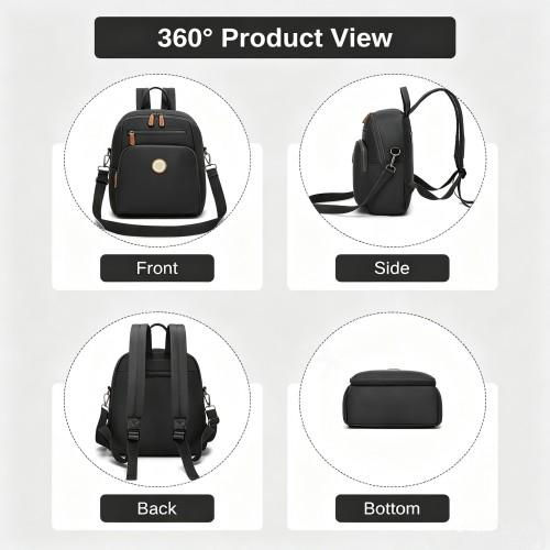 Thumbnail: BPM2617 - Miss Lulu Women's Backpack, Water-Resistant Nylon Convertible Shoulder