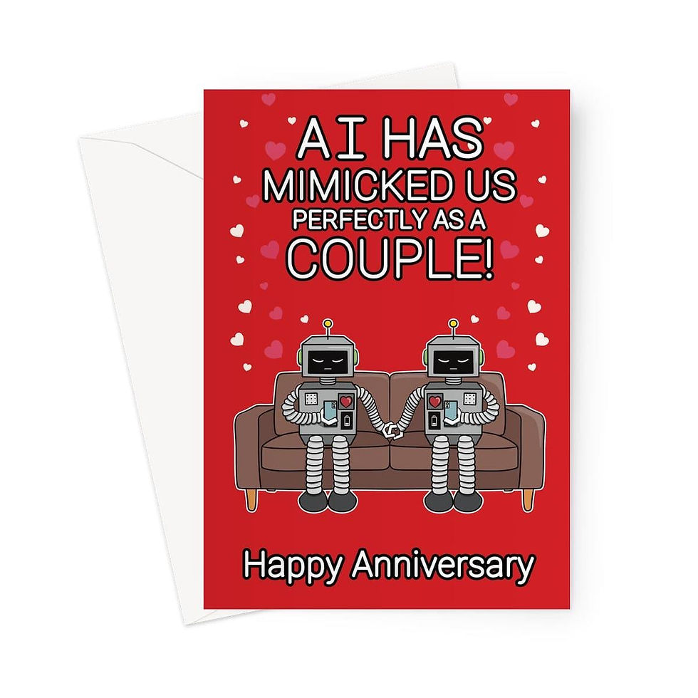 Thumbnail: Funny Robot Anniversary Card – AI Couple Holding Hands – Cute Tech Love Gift