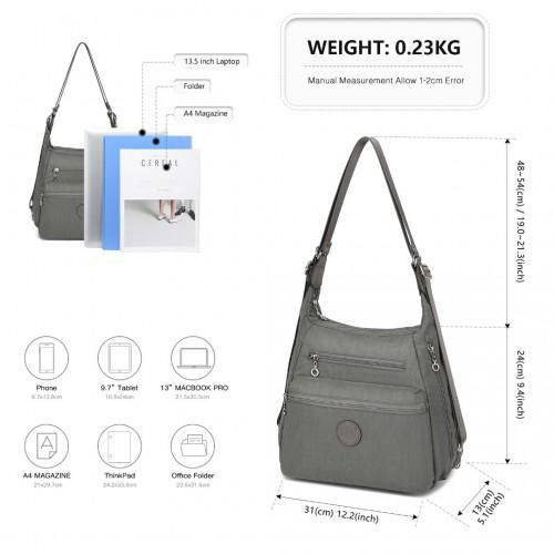 Thumbnail: EH2063 - Kono Three Way Multipurpose Casual Shoulder Bag With Double Zippers