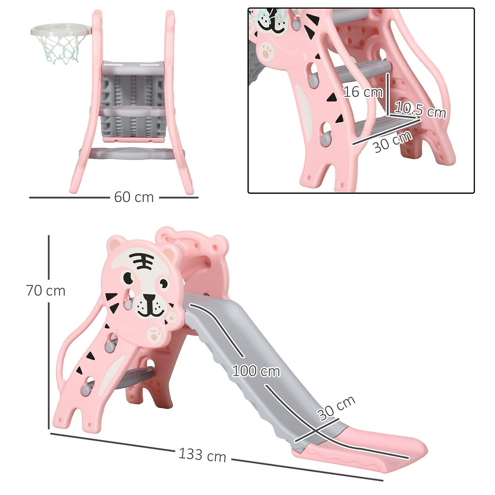 Thumbnail: AIYAPLAY 3 in 1 Baby Slide for Indoor Use with Climber, Basketball Hoop
