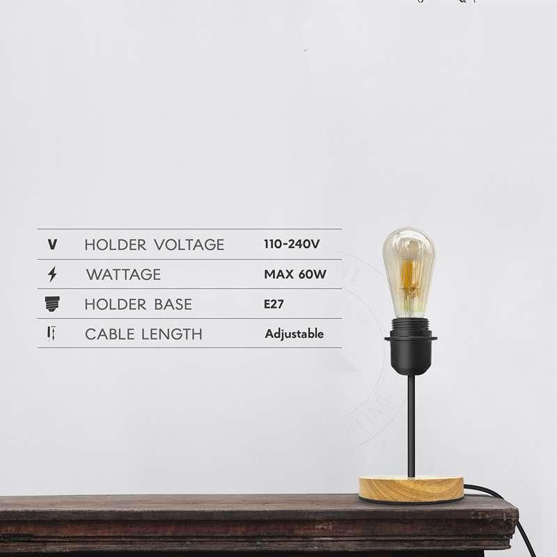 Thumbnail: Vintage Black Table Lamp BS Plug With ON/OFF E27 Desk Light~4563