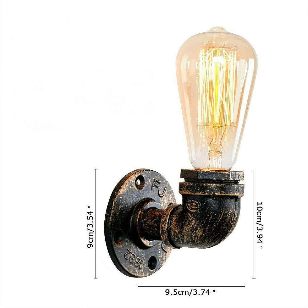 Thumbnail: Vintage Industrial Water Pipe Lamp Retro Light Steampunk Wall Sconce + Free