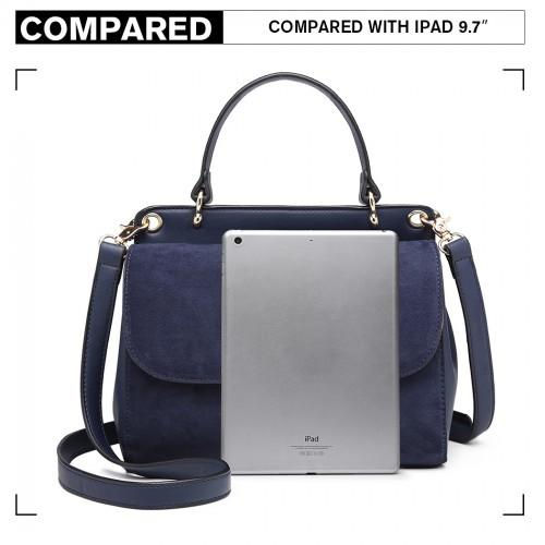 Thumbnail: LB6871-MISS LULU STYLISH LADIES LEATHER HANDBAG SHOULDER BAG NAVY