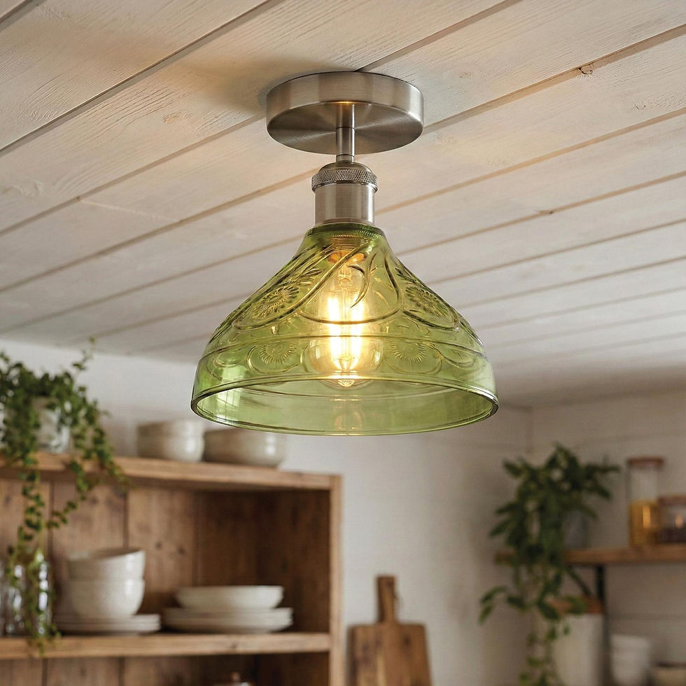 Thumbnail: 24.5cm Flower Shaped Glass Ceiling Light | Floral Flush Mount Fixture ~6583