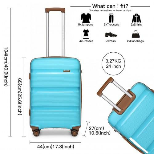 Thumbnail: K2092L - Kono 24 Inch Bright Hard Shell PP Suitcase - Classic Collection - Blue
