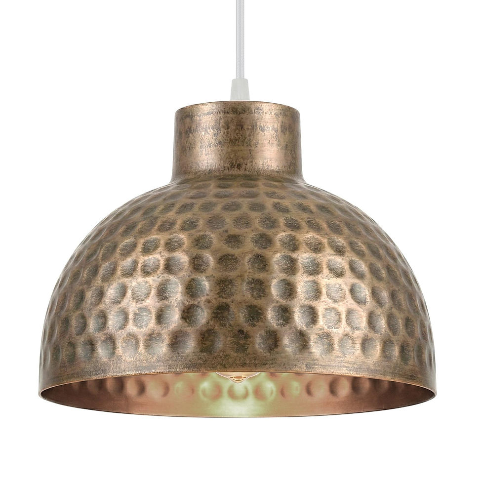Thumbnail: 26cm Hammered Bronze Pendant Light Shade | Easy Fit Metal Dome ~6621