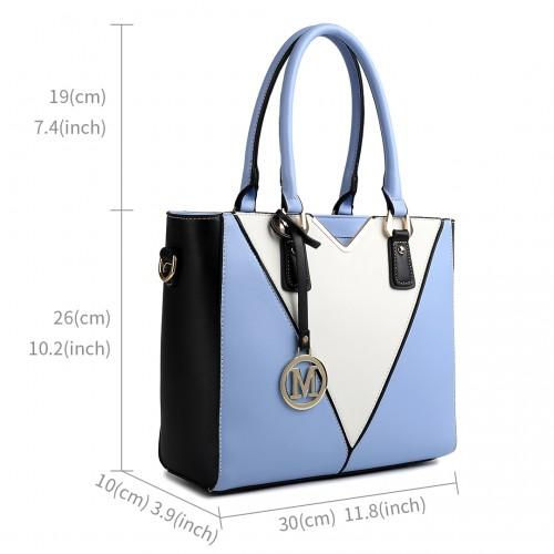 Thumbnail: LG1641 - Miss Lulu Leather Look V-Shape Shoulder Handbag - Blue