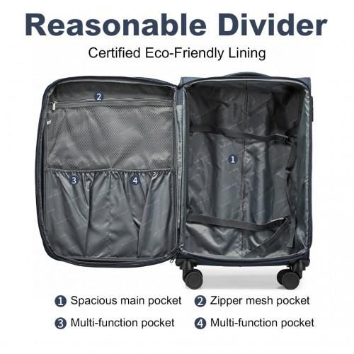 Thumbnail: K2397L - British Traveller 24 Inch Lightweight Soft Shell Expandable Suitcase