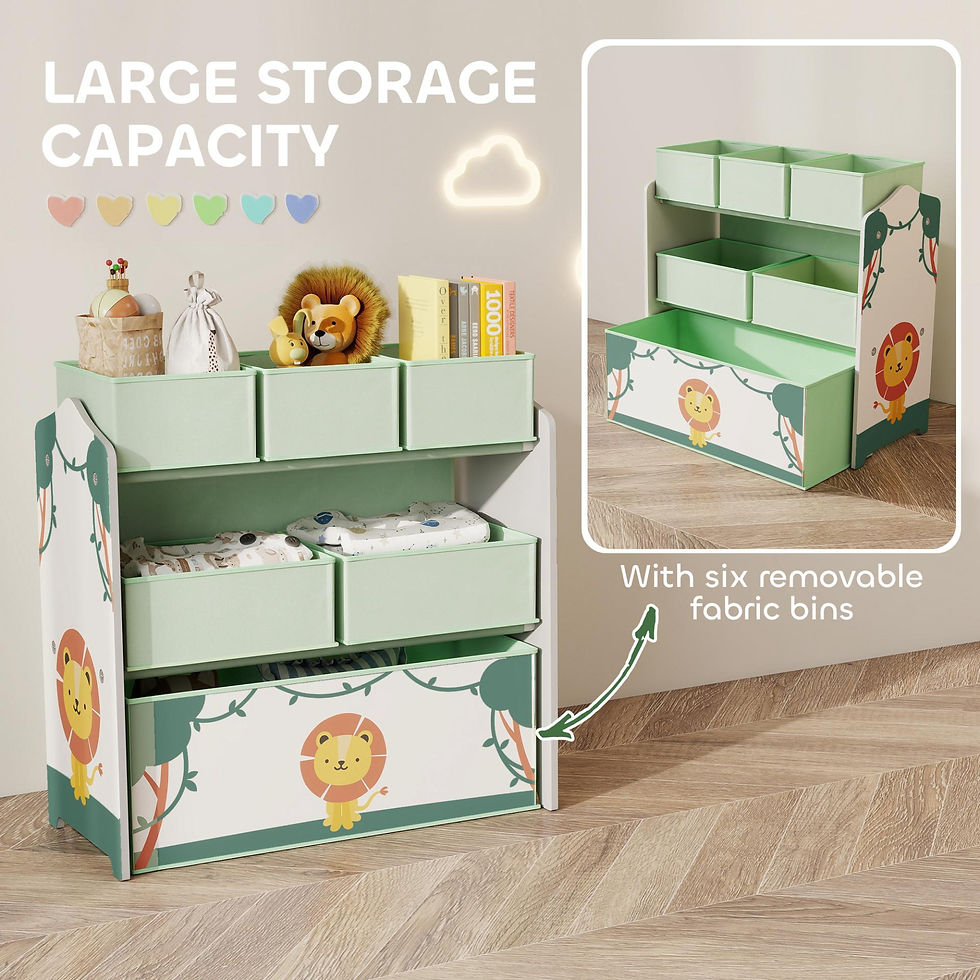 Thumbnail: AIYAPLAY Kids Toy Storage Units, 3-Tier Toy Organiser Shelf with 6 Removable